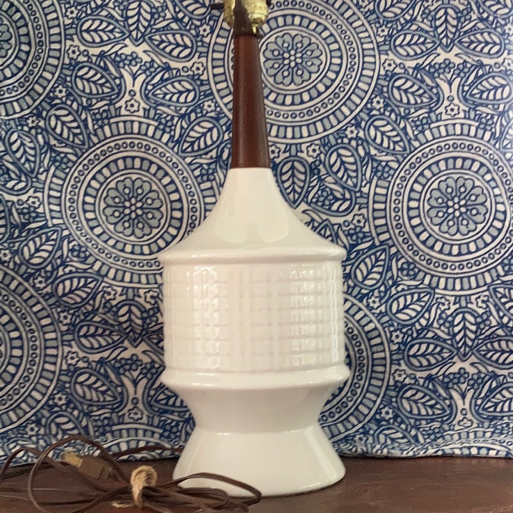 Mid century Danish Teak and Ceramic Lamp